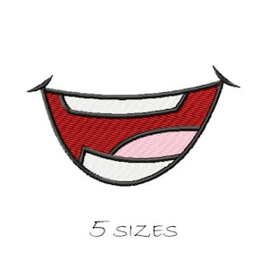 Smile #3 Embroidery design 5 sizes Embroidering fill Stitch Machine embroidery design Smiley Lips Teeth Mouth Valentines Instant Download