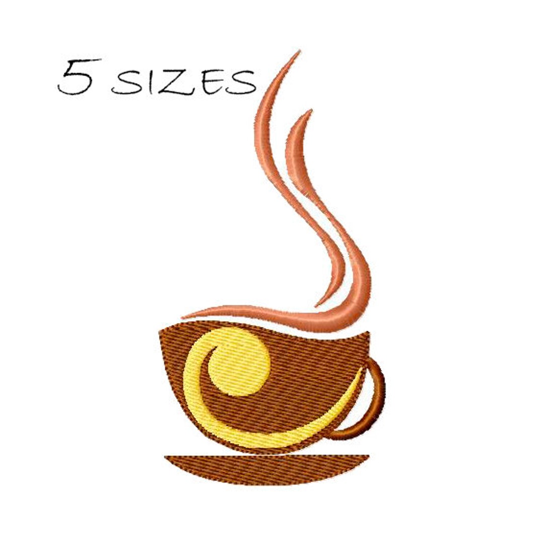 Coffee Cup Machine Embroidery Design for Towel Napkins Etsy