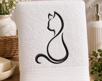 Schwarze Katze Silhouette Nr. 10, Stickdatei, 5 Größen, Tiermotiv, Sofort-Download, Füllstich, Umriss einer schwarzen Katze, Monochrom