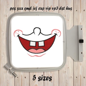 Smile#6 embroidery design 5 sizes Embroidering fill Stitch Machine embroidery design Smiley Lips Teeth Mouth Valentines Instant Download