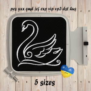 Swan #1 Silhouette, Monochrome Machine Embroidery Design, Bird outline, Bird Embroidery, Swan Embroidery Design, Instant Download