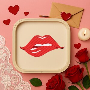 Smile Lips #14 embroidery design 5 sizes Embroidering fill Stitch Machine embroidery design Lips Teeth Mouth Valentines Instant Download