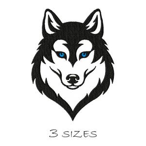 Husky hond Machine borduurwerk ontwerp dieren Instant Download opvulsteek 3 maten Borduren Wildlife natuur Woodland Nursery