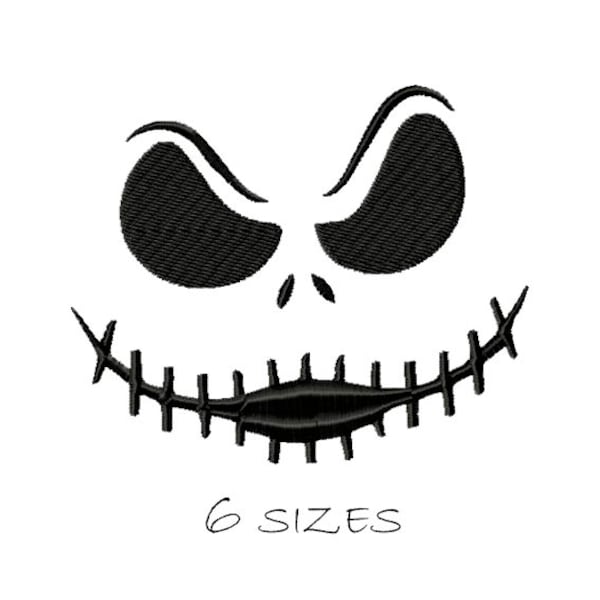 Skull face #6 Embroidery design Halloween Smile Scary face Creepy face Embroidering fill Stitch Machine embroidery design Instant Download
