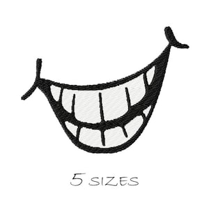 Smile embroidery design 5 sizes Embroidering fill Stitch Machine embroidery design Smiley Lips Teeth Mouth Valentines Instant Download