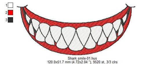 Shark Smile #1 Embroidery Design Halloween Smile Scary Face