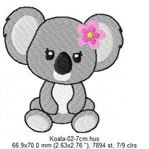 Koala Machine Embroidery Design Cute Forest Animals Instant Download ...