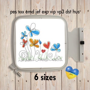 Aquarelbloemen, machineborduurwerkontwerp, regenboogbloemsilhouet, direct downloaden, bloemenborduurwerk, ontwerp wilde bloemen