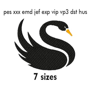 Swan #1 Silhouette, Monochrome Machine Embroidery Design, Bird outline, Bird Embroidery, Swan Embroidery Design, Instant Download