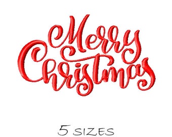 Merry Christmas Machine embroidery design Instant Download Files Christmas design Rustic christmas lettering 5 Sizes