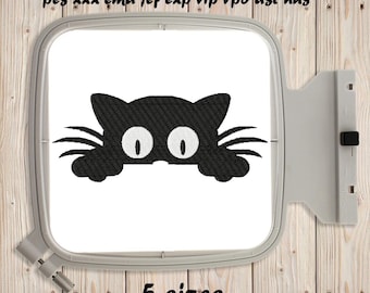 Schwarze Katze Silhouette #9, Maschinenstickerei, 5 Größen, Tiere Design, Instant Download, Füllstich, schwarze Katze Kontur, Monochrom