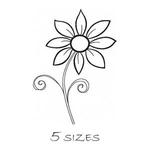 Disegno ricamo macchina fiore contorno monocromatico silhouette fiore camomilla download immediato ricamo floreale disegno fiore selvatico