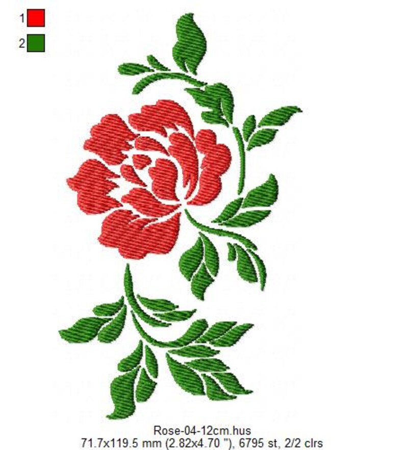 Machine Embroidery Rag Roses Red Rose, Machine Embroidery Design, Instant Download, Fill Stitch ...
