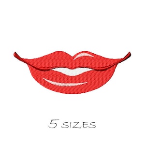Smile Lips #12 borduurontwerp 5 maten Borduurvulling Stitch Machine borduurwerk ontwerp Lips Teeth Mouth Valentines Instant Download