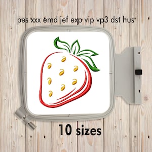 Aardbei Machine borduurontwerp Instant Download Fill Stitch 10 maten Borduurvulling Tuin Rode bes Zomer wilde bes
