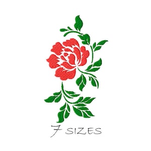 Red Rose, Machine Embroidery Design, Instant Download, Fill Stitch, Floral Embroidery, Flower Design, 7 sizes