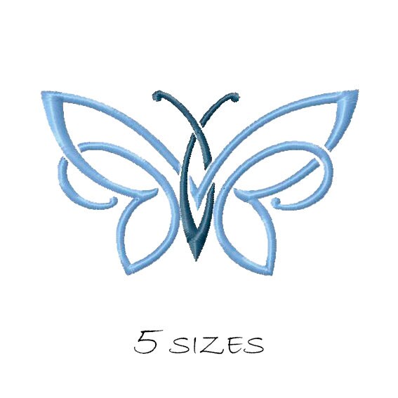 Butterfly 3 Outline Machine Embroidery Design Butterfly Etsy