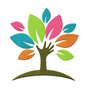 Eco tree Machine Embroidery Design Silhouette 5 sizes Tree of Life Colorful spring tree Colorful tree life Multicolor tree Instant Download