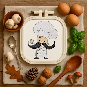 Funny Chef, Machine embroidery design, Instant Download, Fill Stitch, 5 sizes, Embroidering fill, Kitchen, Cook