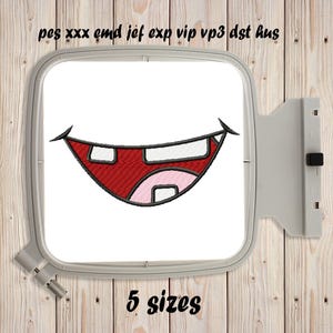 Funny Smile #4 Embroidery design Face Mask Design 5 sizes Embroidering fill Stitch Machine embroidery design Lips Teeth Mouth