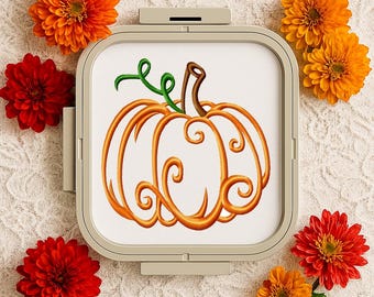 Pumpkin #10 Machine embroidery design Halloween Instant Download Fill Stitch 5 sizes Embroidering Decorative Ornamental Thanksgiving pumpkin