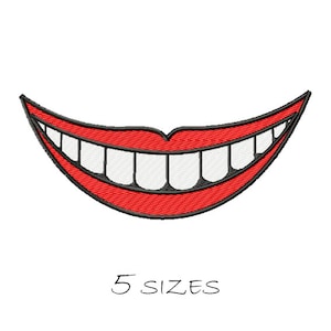 Smile Lips #15 embroidery design 5 sizes Embroidering fill Stitch Machine embroidery design Lips Teeth Mouth Valentines Instant Download