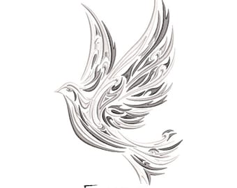 White Dove, Bird Silhouette, Monochrome Machine Embroidery Design, Bird outline, Bird Embroidery, Dove Embroidery Design, Instant Download