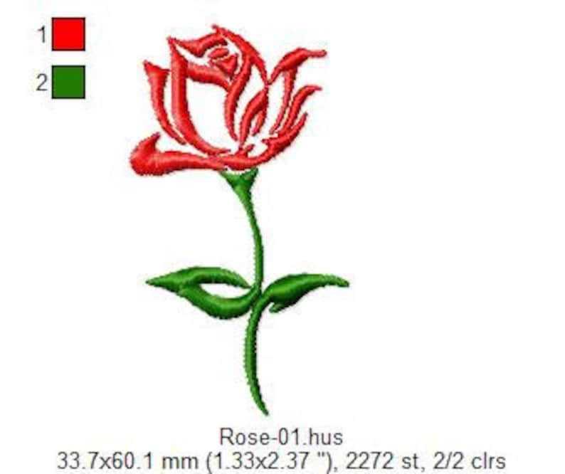 Puede incluir: Una rosa roja con un tallo y hojas verdes. La rosa est&aacute; estilizada con un dise&ntilde;o en forma de llama. La imagen est&aacute; etiquetada como "Rose-01.hus" y mide 33,7 mm por 60,1 mm.
