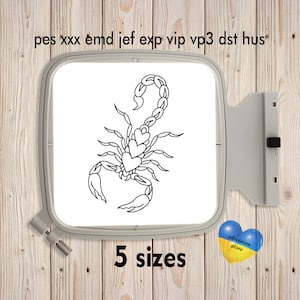 Skorpion Stickdatei Silhouette Stickmaschine Stickmuster 5 Größen Instant Download Sternzeichen Symbol Insekt Tattoo