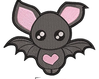 Cute Bat Machine embroidery design Gothic Bat Silhouette Halloween Instant Download Fill Stitch 5 sizes Decorative Ornamental Embroidering