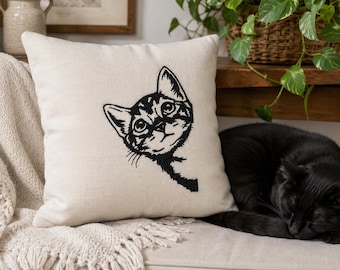 Peeking Cat Machine Embroidery Design, Cute Kitten Embroidery Pattern, Cat Lover Gift, Pet Embroidery File, Animal Embroidery Design