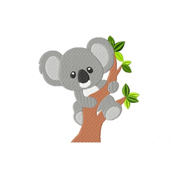 Motif de broderie Machine Koala Animaux de la forêt mignons Téléchargement instantané Point de remplissage 5 tailles Broderie de remplissage Faune nature Woodland Nursery