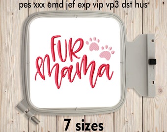 Fur mama Machine embroidery design Cat Mom Cute animals Instant Download Fill Stitch 10 sizes Embroidering fill