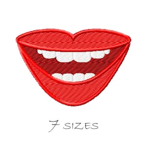 Smile Lips embroidery design 7 sizes Embroidering fill Stitch Machine embroidery design Lips Teeth Mouth Valentines Instant Download