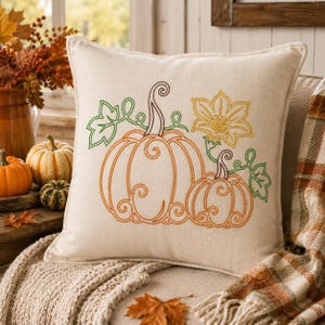 Pumpa Maskinbroderi Design Höst Blommig Pumpa Höstbroderi Halloween Dekor Thanksgiving Broderifil Direkt Nedladdning