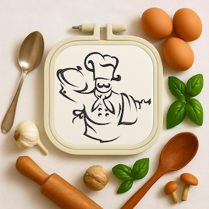 Funny Chef, Machine embroidery design, Instant Download, Fill Stitch, 5 sizes, Embroidering fill, Kitchen, Cook