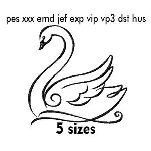 Swan #1 Silhouette, Monochrome Machine Embroidery Design, Bird outline, Bird Embroidery, Swan Embroidery Design, Instant Download