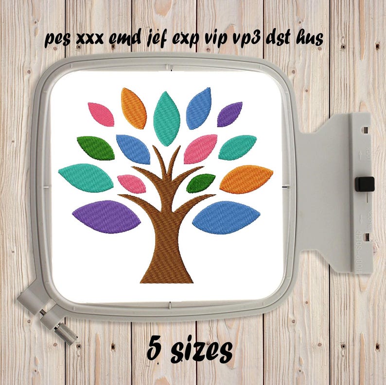 Tree of Life Machine Embroidery Design Silhouette 5 Sizes Colorful ...