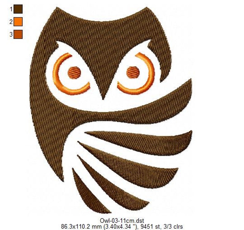Owl #3 Machine Embroidery Design Bird Embroidery Design Filled Stitches ...