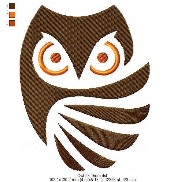 Owl #3 Machine Embroidery Design Bird Embroidery Design Filled Stitches ...