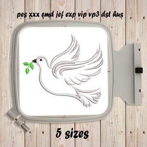 Duif #1 silhouet, monochroom machineborduurontwerp, vogelomtrek, vogelborduurwerk, duif borduurontwerp, Instant Download