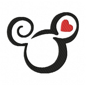 Mouse Heart Silhouette Machine embroidery design Cute animals Instant Download Fill Stitch 5 sizes Embroidering fill