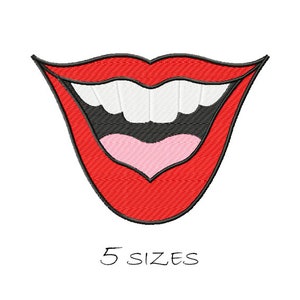 Smile Lips #13 embroidery design 5 sizes Embroidering fill Stitch Machine embroidery design Lips Teeth Mouth Valentines Instant Download