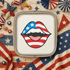 American Smile Embroidery design 5 sizes Embroidering fill Stitch Machine embroidery design Smiley Lips Teeth Mouth Instant Download