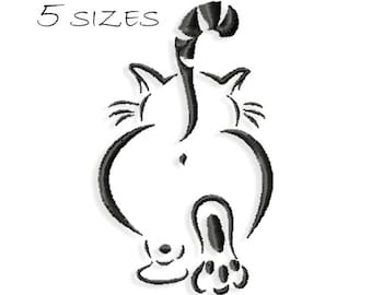 Black Cat Silhouette #2, Machine Embroidery Design, 8 sizes, Animals Design, Instant Download, Fill Stitch, Black Cat outline, Monochrome