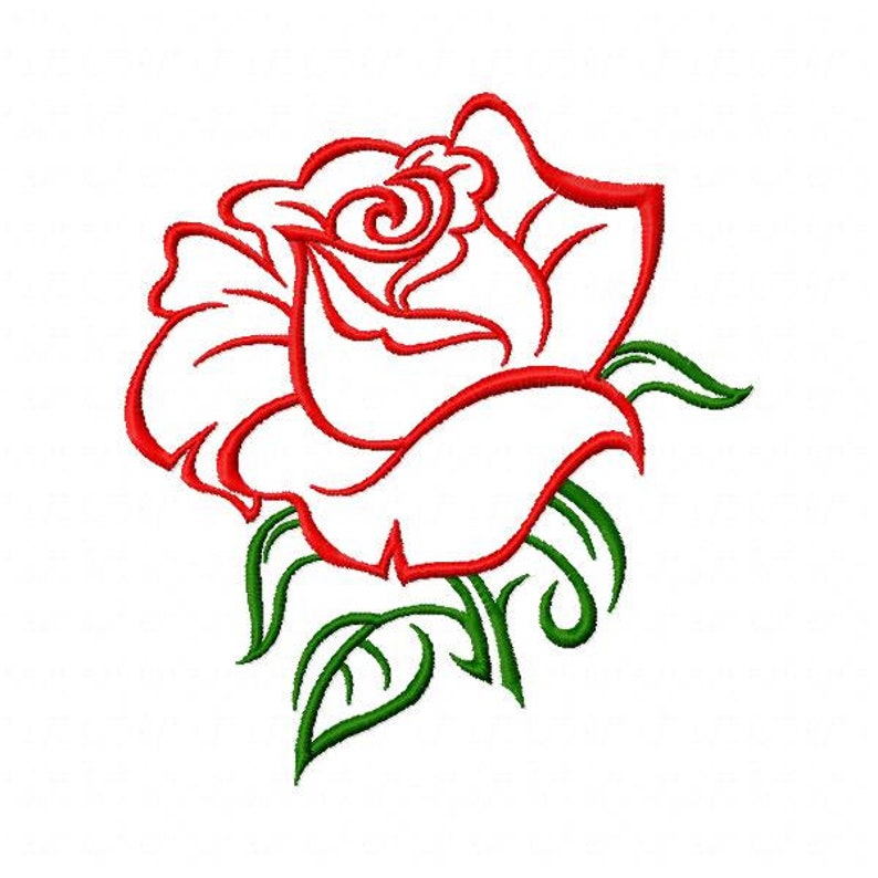 Red Rose outline, Machine Embroidery Design, 3 sizes, Instant Download, Fill Stitch, Floral Embroidery, Flower Design image 5