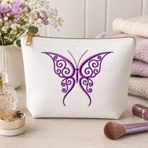 Elegant Butterfly Machine Embroidery Design with Swirly Wings Five Sizes Included Instant Download for Embroidery and Sewing Projects