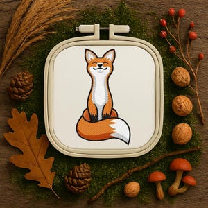 Woodland Fox #16 Machine embroidery design Cute forest animals Instant Download Embroidering  Fill Stitch Wildlife nature Woodland Nursery