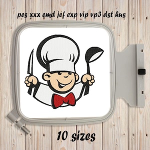 Funny Chef, Machine embroidery design, Instant Download, Fill Stitch, 10 sizes, Embroidering fill, Kitchen, Cook