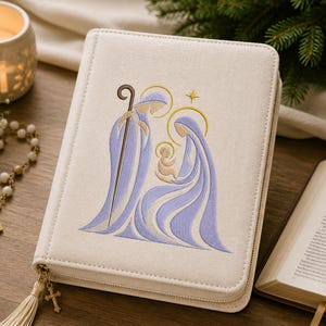 Holy Family Nativity Machine Embroidery Design, Modern Christmas Religious Pattern, Mary Joseph Jesus Outline 6 Sizes Xmas embroidery design
